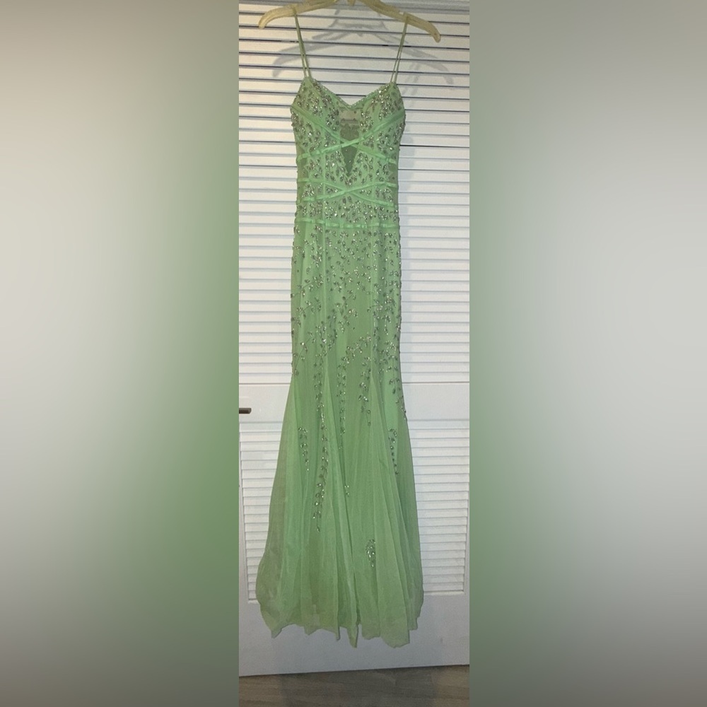 Cache Green Beaded Maxi Dress